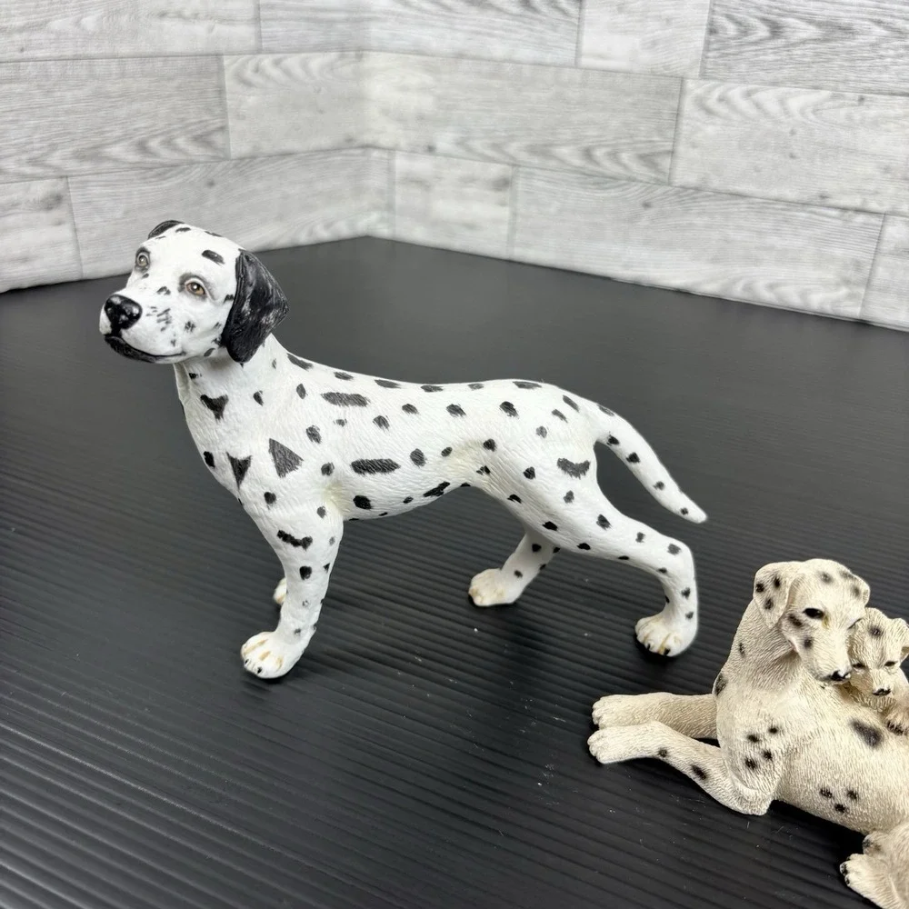 Dalmatian family figurine porcelain puppy dog firemen fireman sculpture Lot of 3